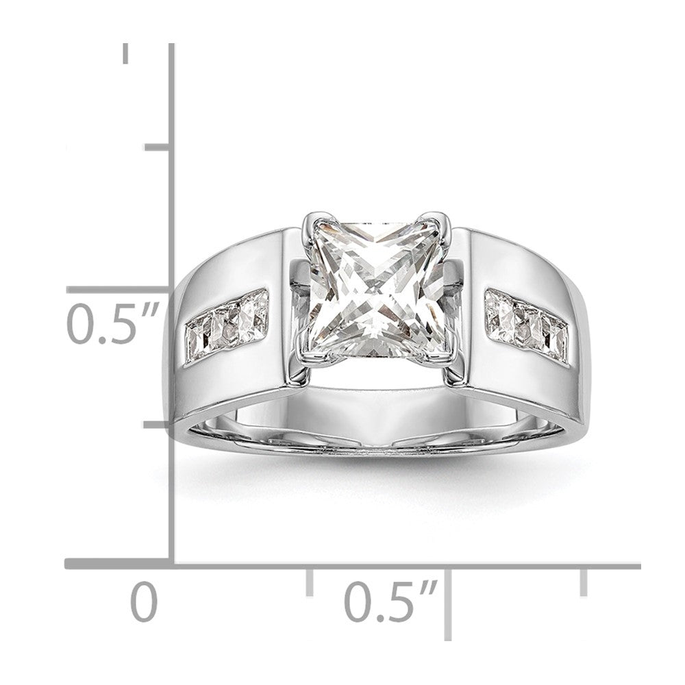 0.38ct. CZ Solid Real 14K White Gold Peg Set Engagement Ring