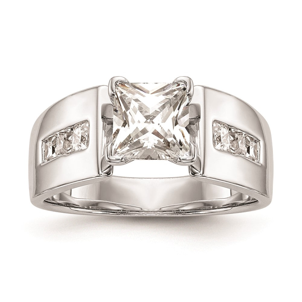 0.38ct. CZ Solid Real 14K White Gold Peg Set Engagement Ring