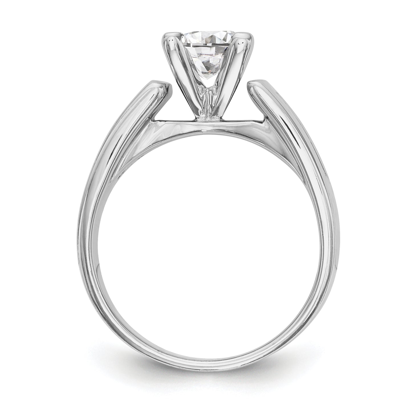 0.38ct. CZ Solid Real 14K White Gold Peg Set Engagement Ring