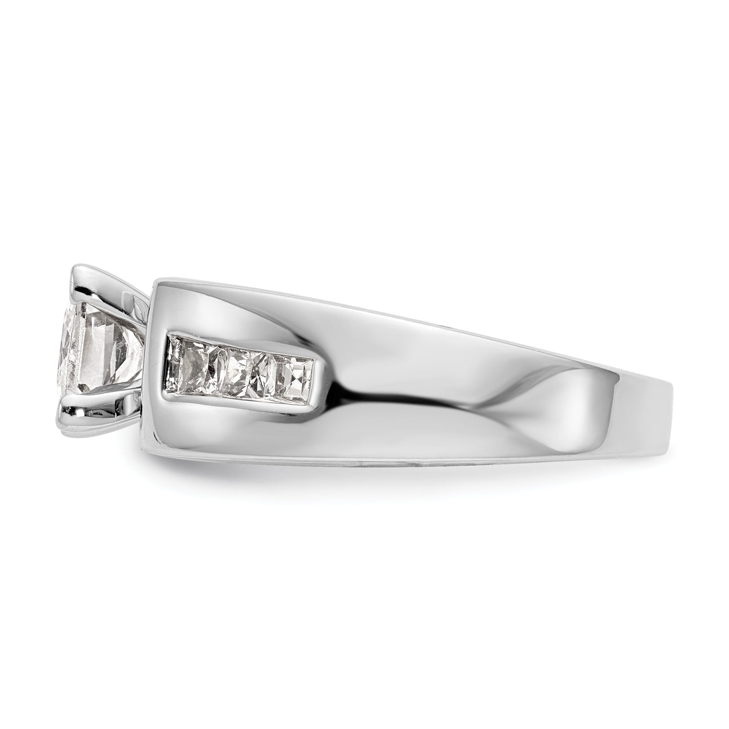 0.38ct. CZ Solid Real 14K White Gold Peg Set Engagement Ring