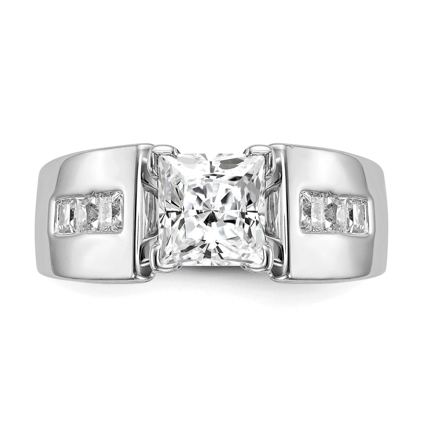 0.38ct. CZ Solid Real 14K White Gold Peg Set Engagement Ring