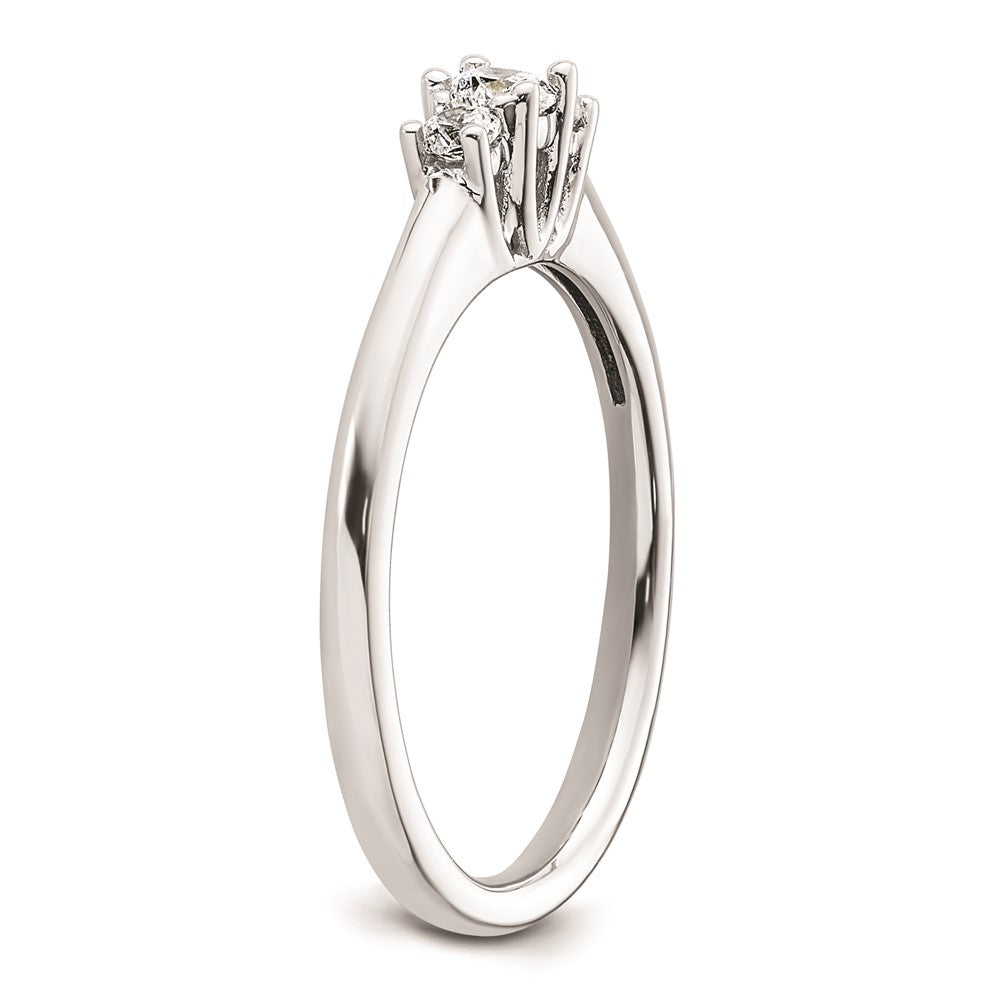 0.13ct. CZ Solid Real 14K White Gold 3-Stone Engagement Ring