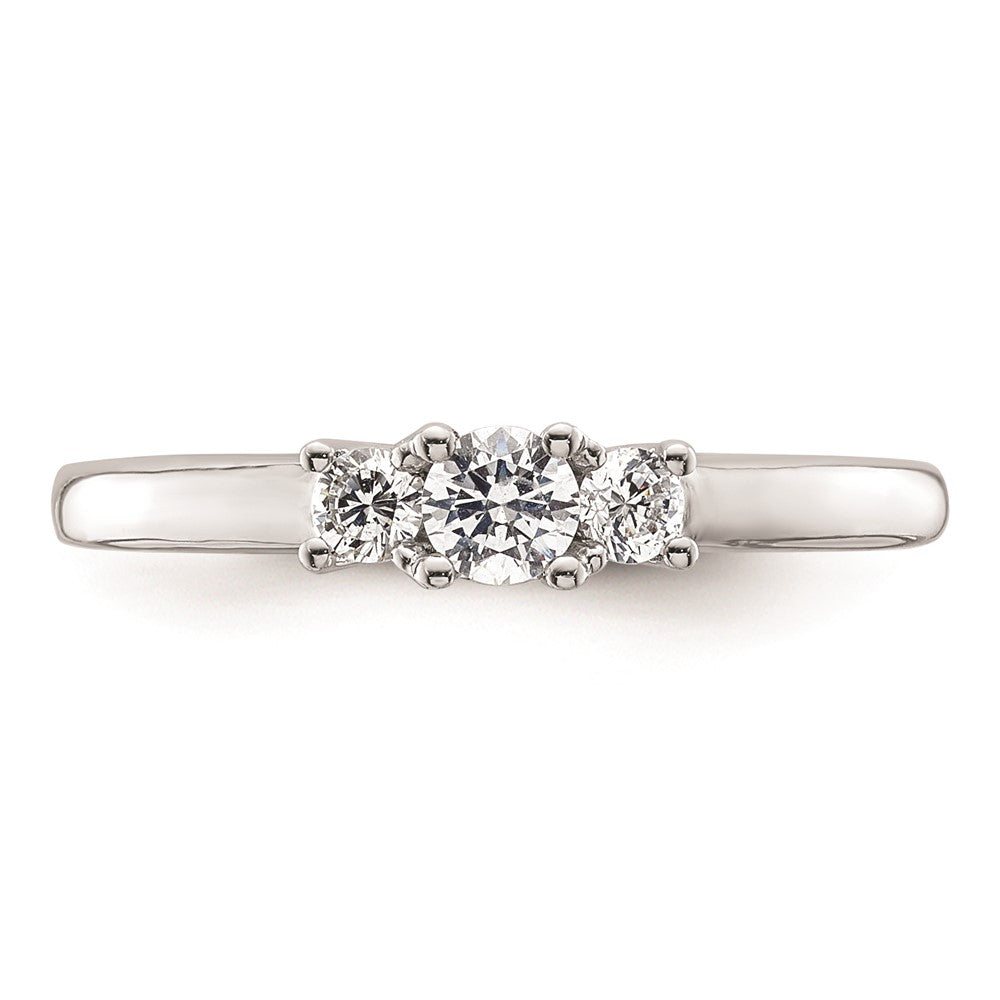 0.17ct. CZ Solid Real 14K White Gold 3-Stone Engagement Ring