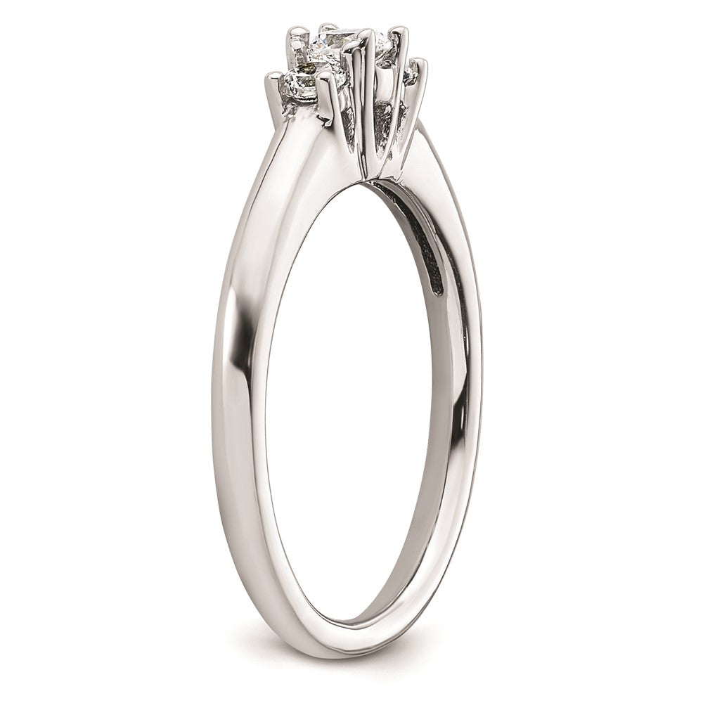 0.17ct. CZ Solid Real 14K White Gold 3-Stone Engagement Ring