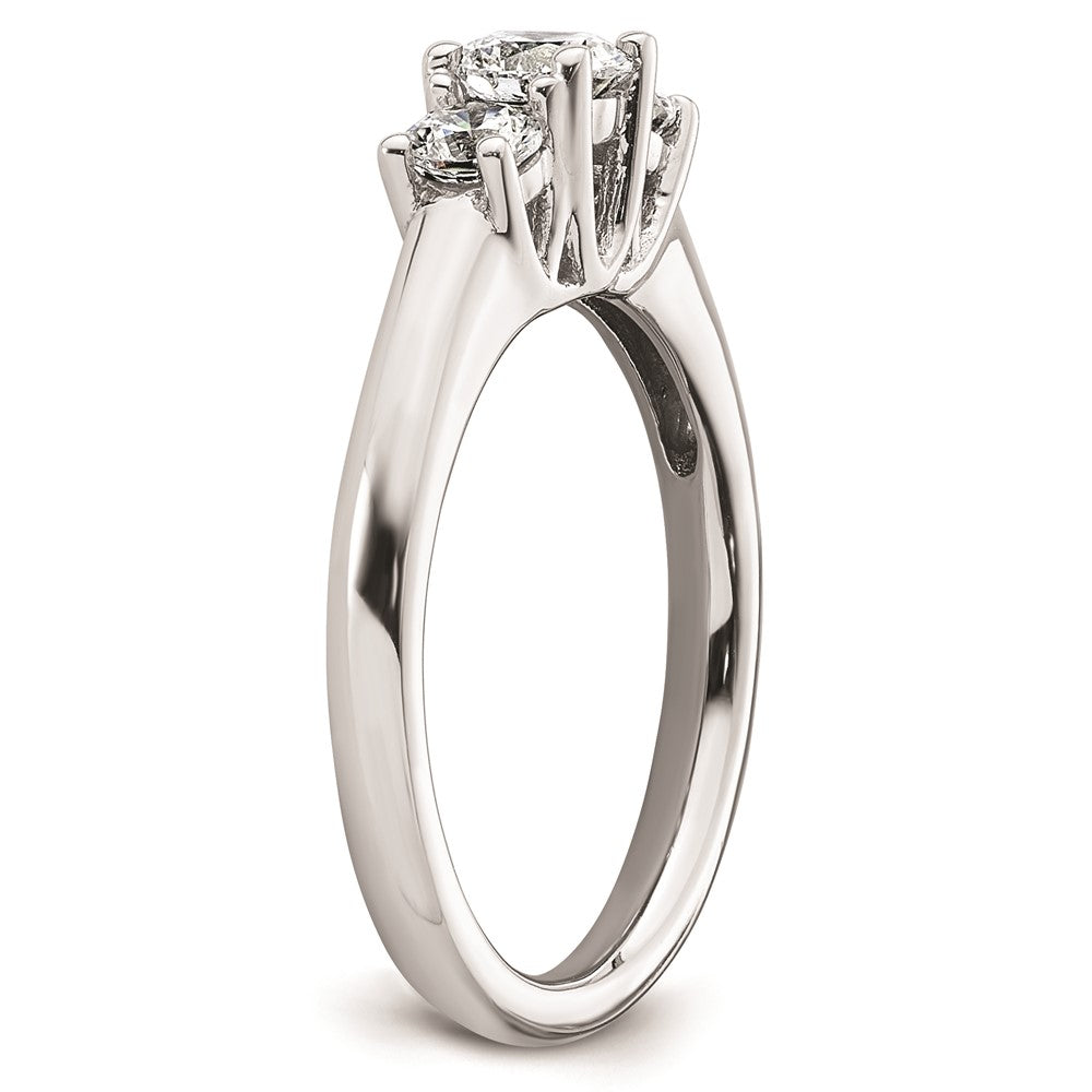 0.25ct. CZ Solid Real 14K White Gold 3-Stone Engagement Ring