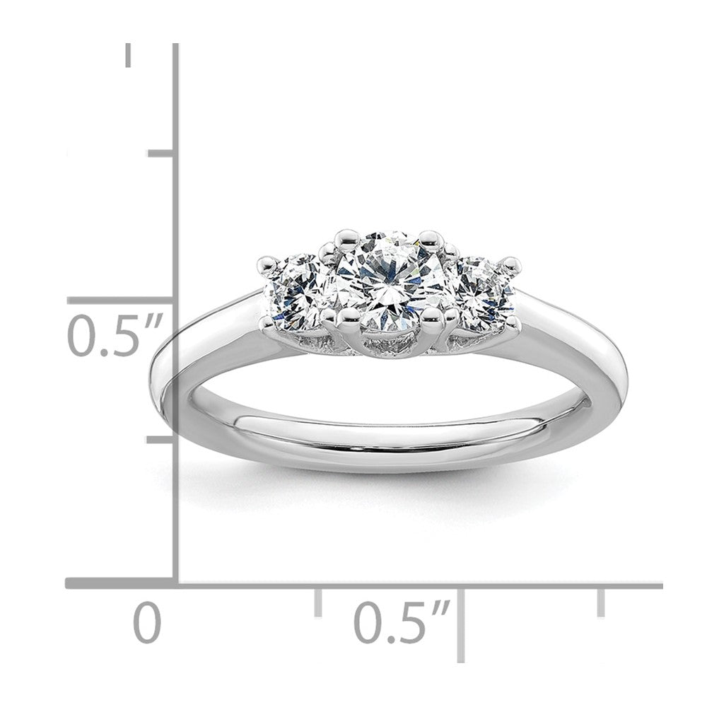 0.25ct. CZ Solid Real 14K White Gold 3-Stone Engagement Ring