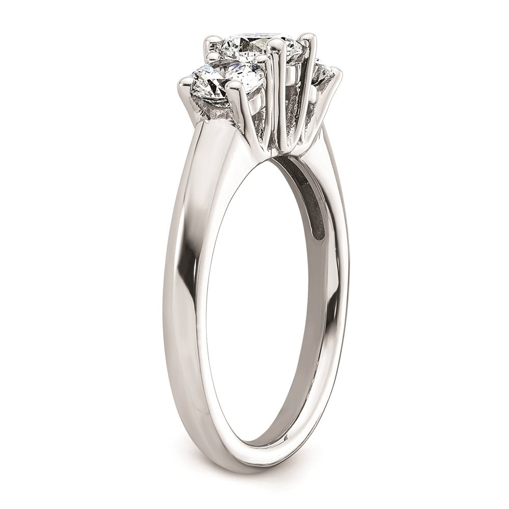 0.50ct. CZ Solid Real 14K White Gold 3-Stone Engagement Ring