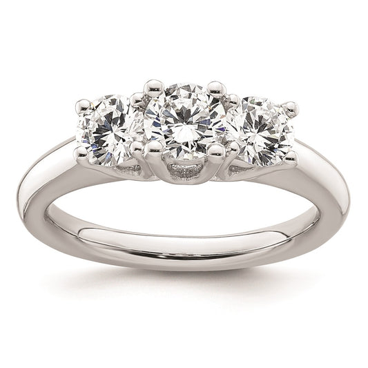 0.50ct. CZ Solid Real 14K White Gold 3-Stone Engagement Ring