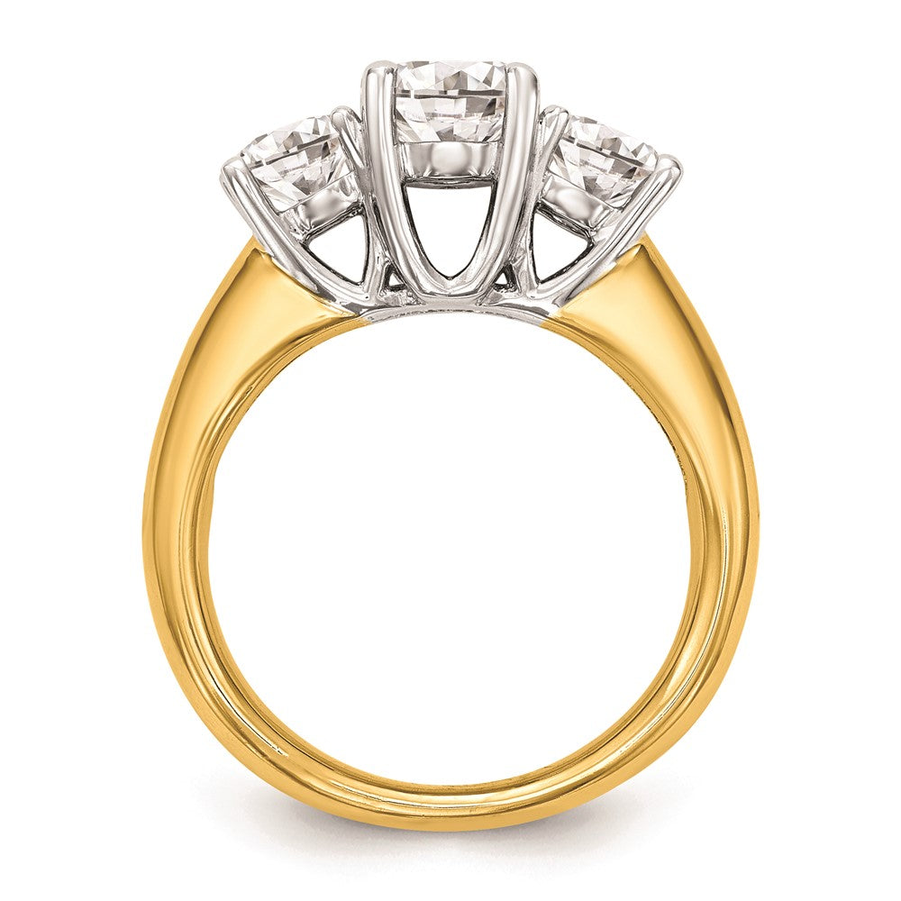 0.17ct. CZ Solid Real 14K Two-tone 3-Stone Engagement Ring