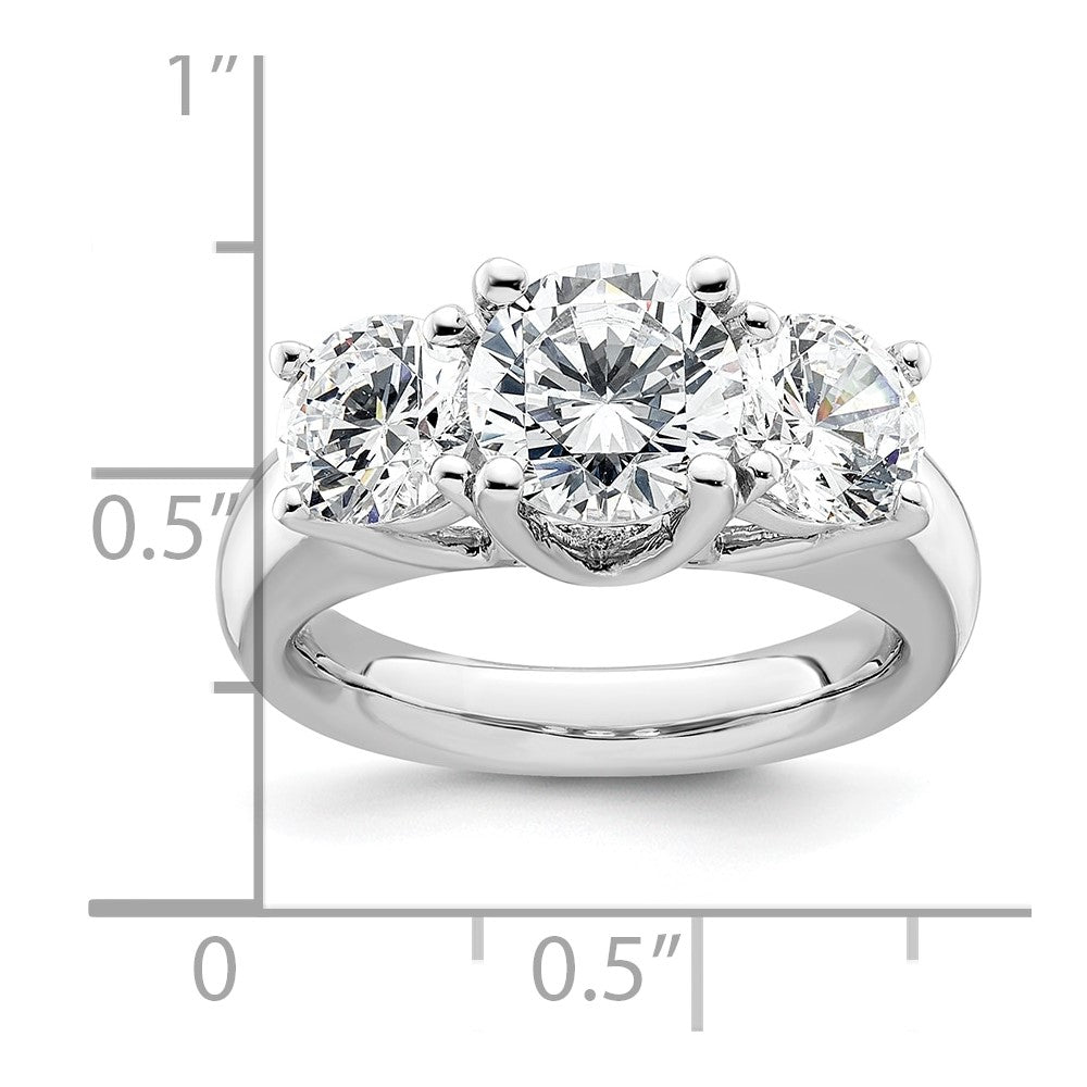 2.00ct. CZ Solid Real 14K White Gold 3-Stone Engagement Ring