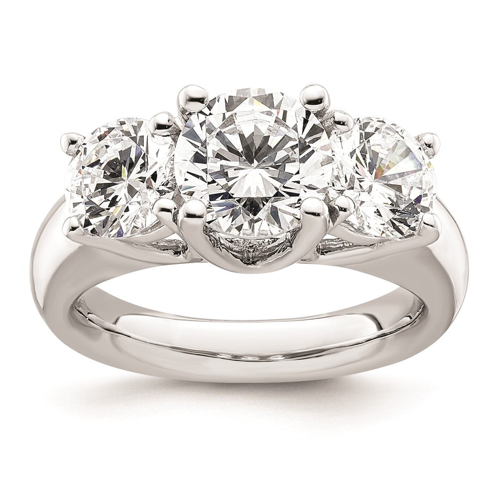 2.00ct. CZ Solid Real 14K White Gold 3-Stone Engagement Ring