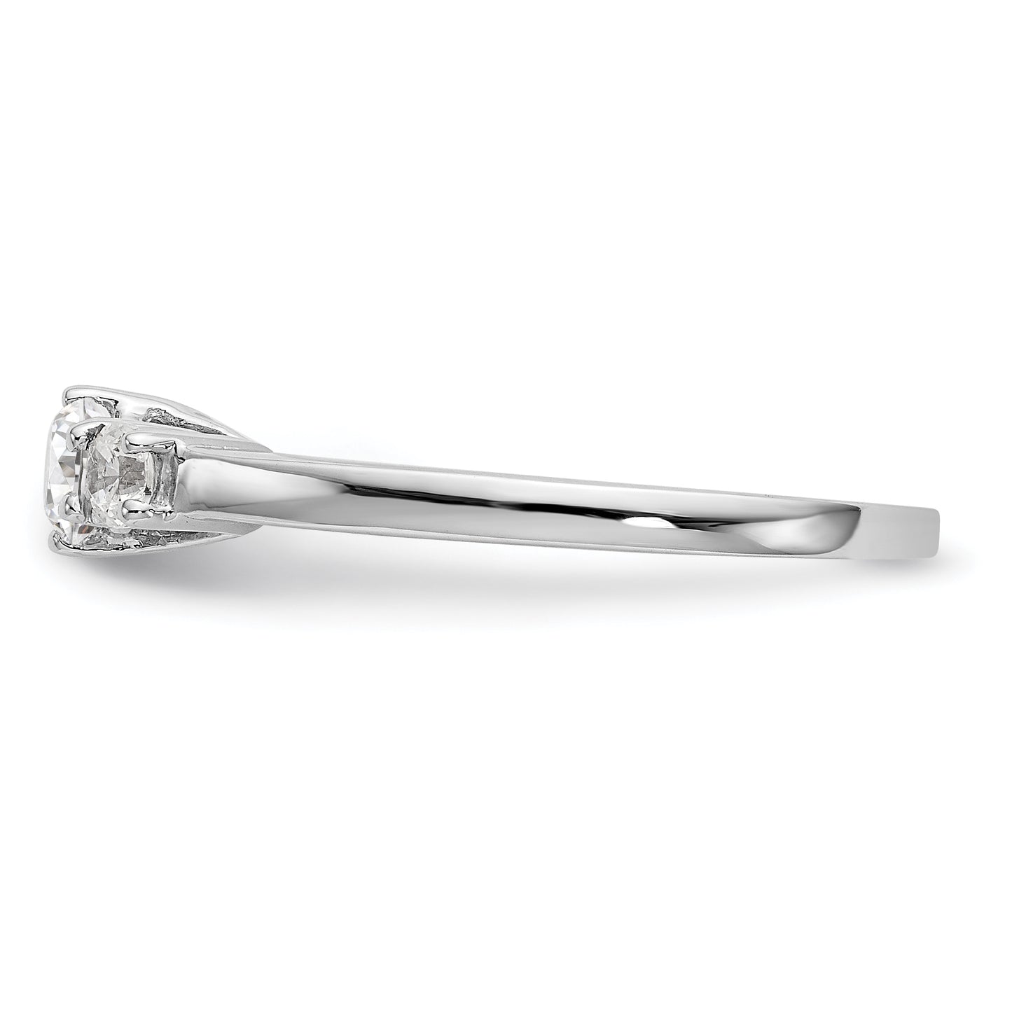 0.15ct. CZ Solid Real 14K White Gold 3-Stone Engagement Ring