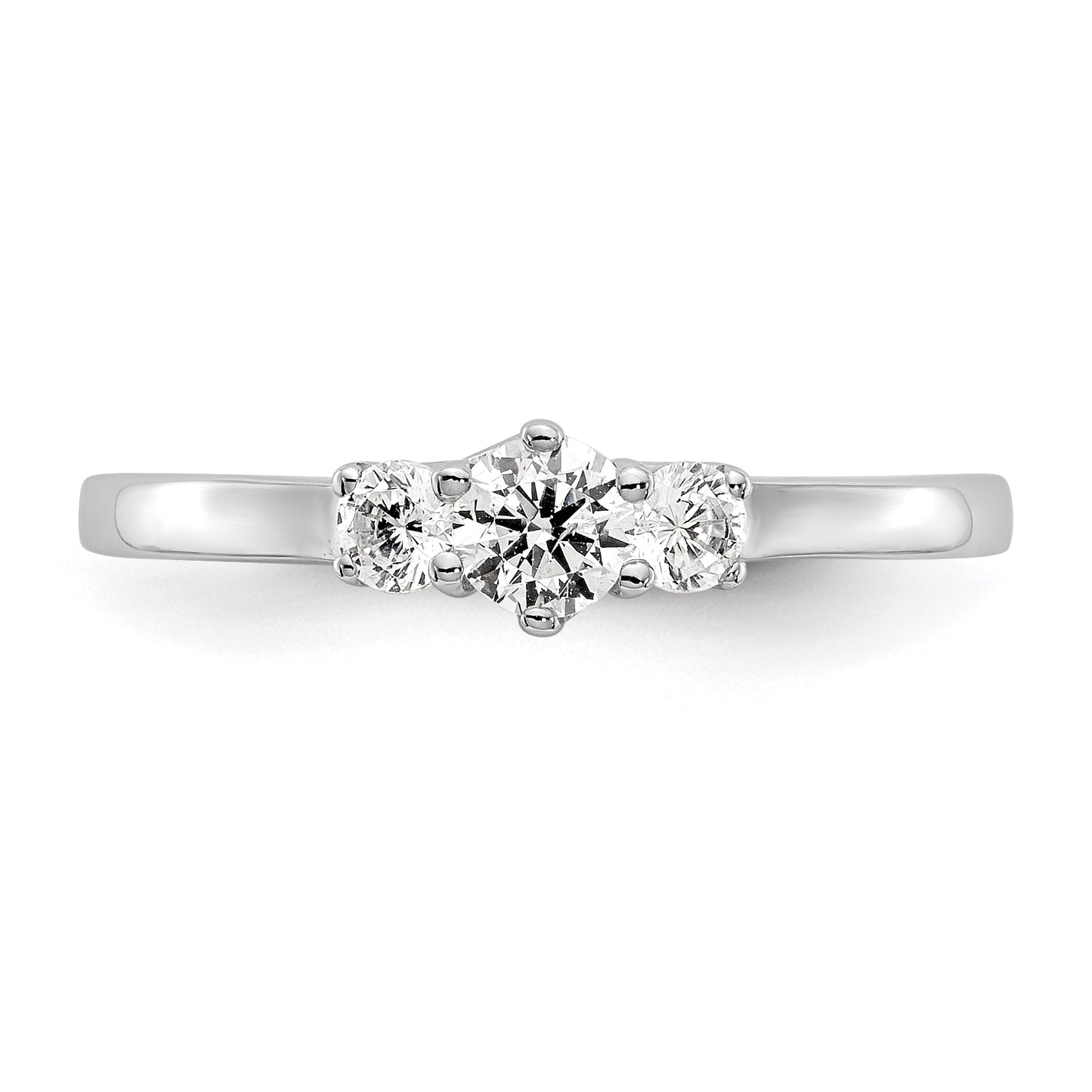 0.15ct. CZ Solid Real 14K White Gold 3-Stone Engagement Ring