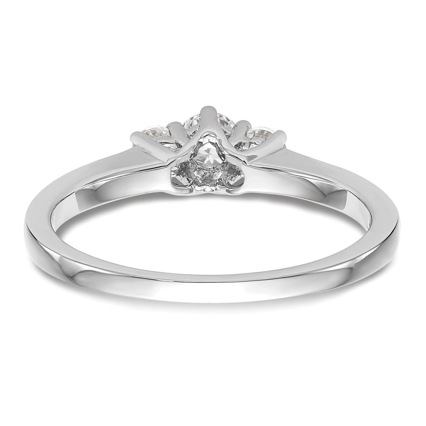 0.15ct. CZ Solid Real 14K White Gold 3-Stone Engagement Ring