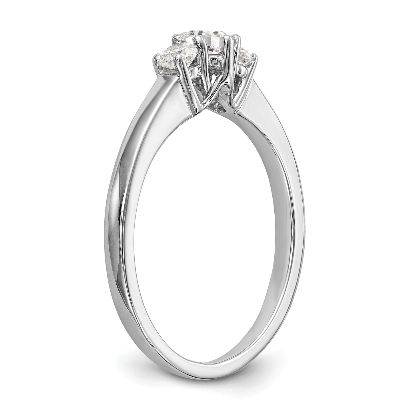 0.15ct. CZ Solid Real 14K White Gold 3-Stone Engagement Ring