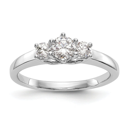 0.20ct. CZ Solid Real 14K White Gold 3-Stone Engagement Ring