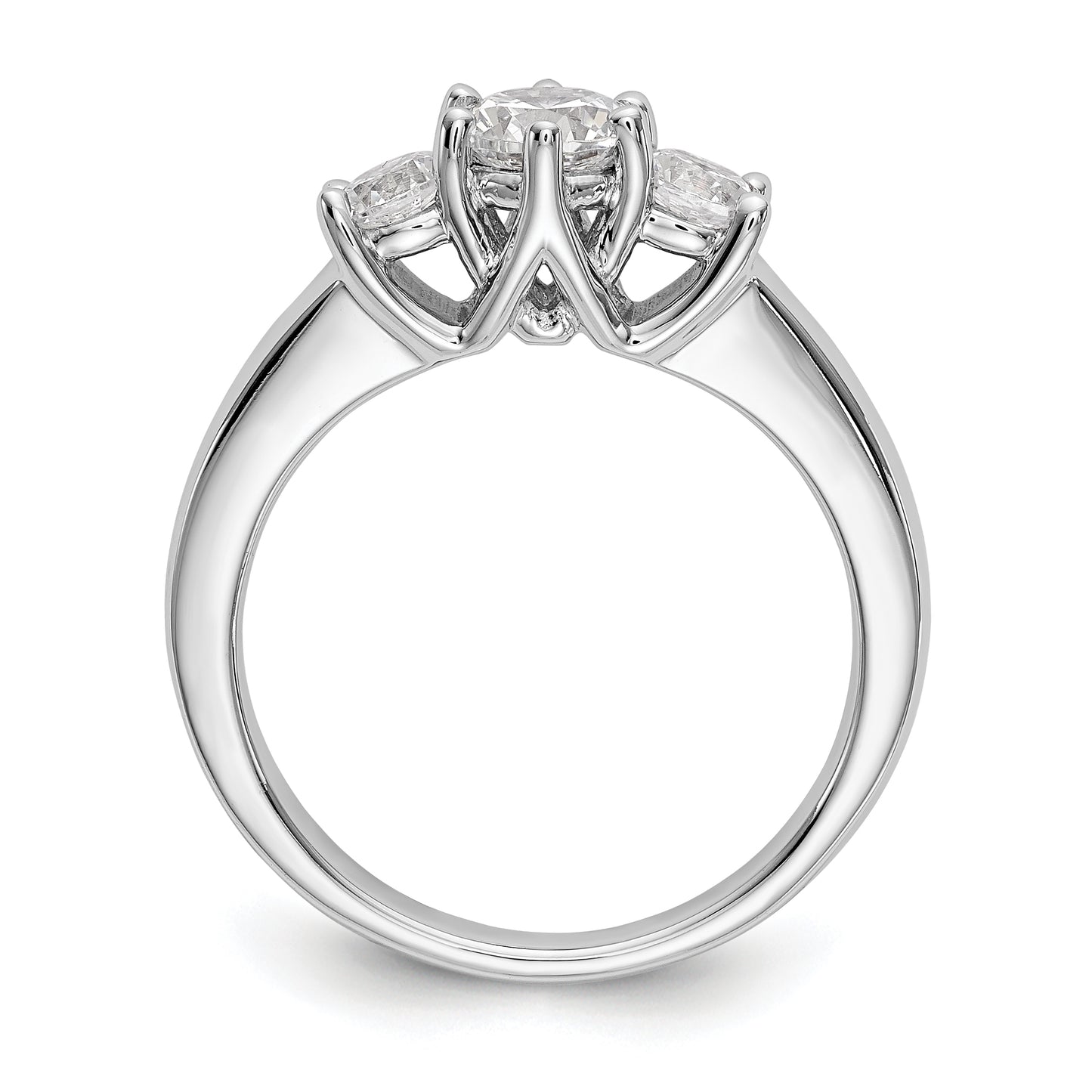 0.50ct. CZ Solid Real 14K White Gold 3-Stone Engagement Ring