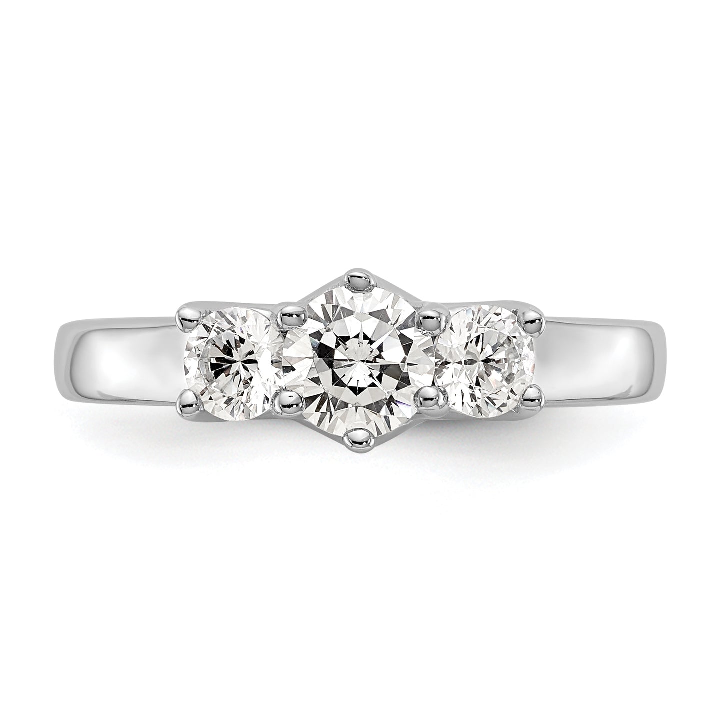 0.50ct. CZ Solid Real 14K White Gold 3-Stone Engagement Ring