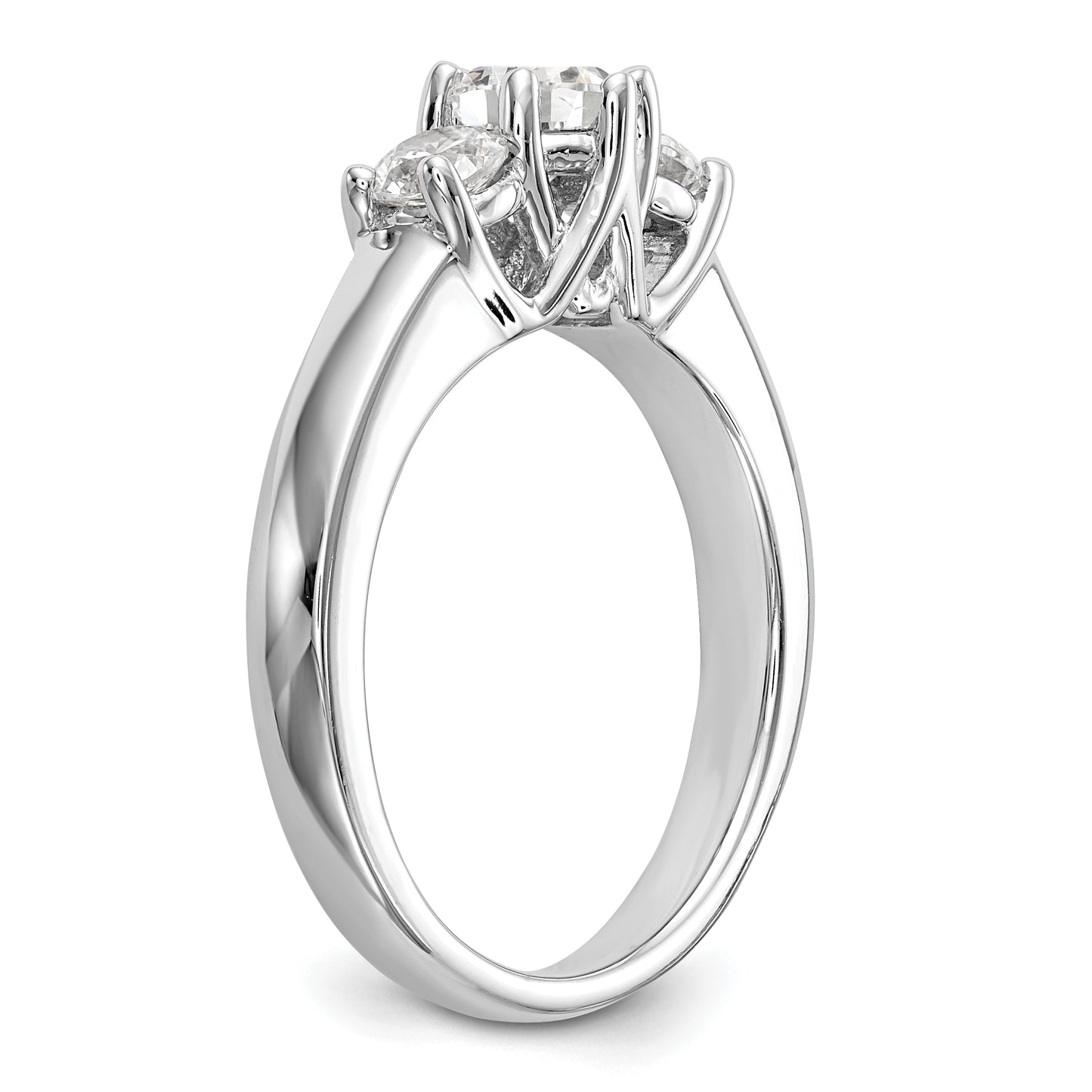 0.50ct. CZ Solid Real 14K White Gold 3-Stone Engagement Ring