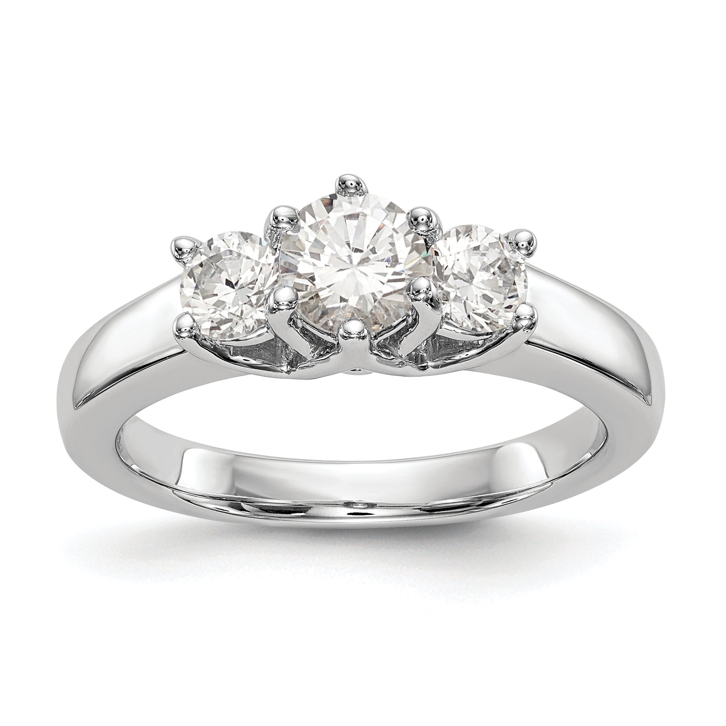 0.50ct. CZ Solid Real 14K White Gold 3-Stone Engagement Ring