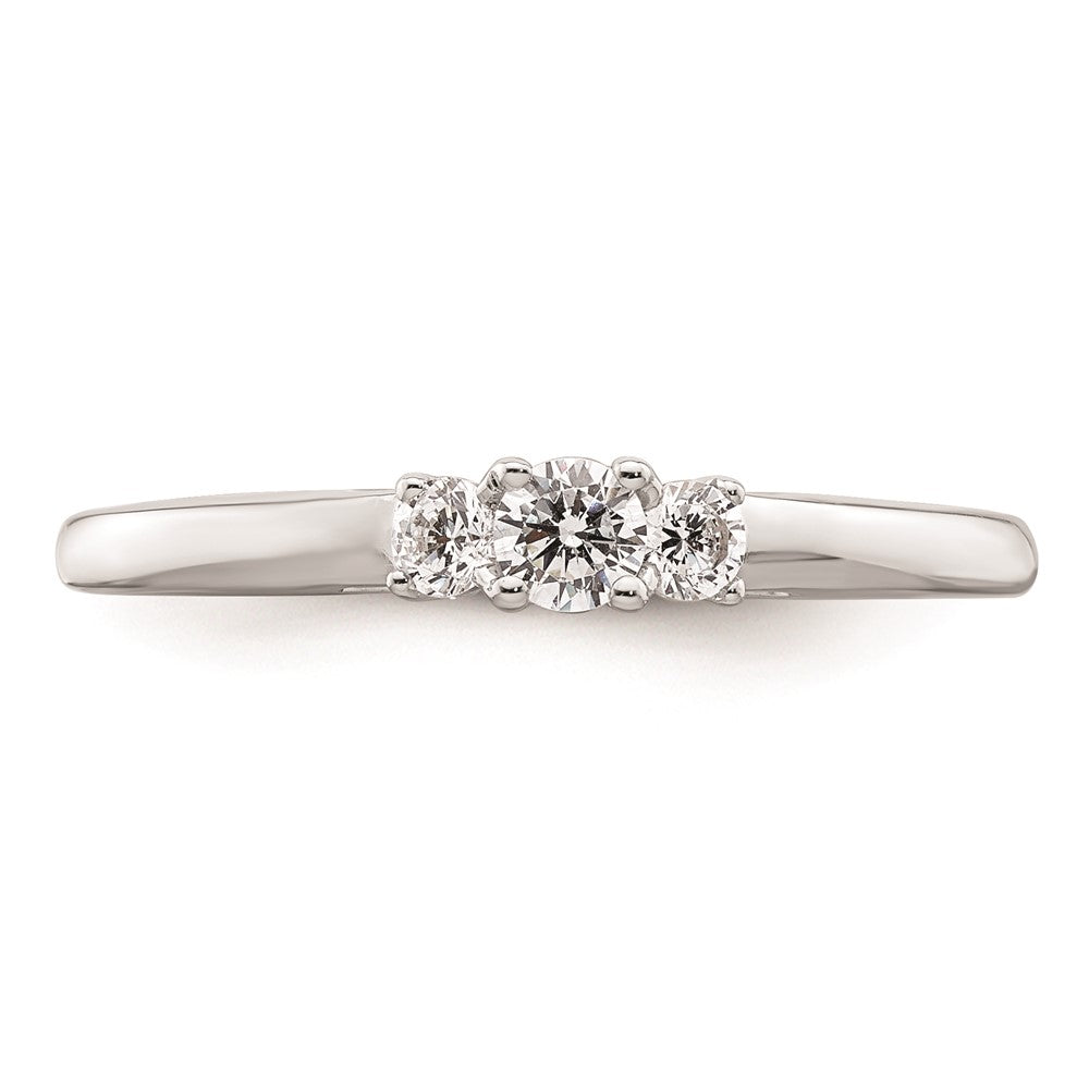 0.13ct. CZ Solid Real 14K White Gold 3-Stone Engagement Ring