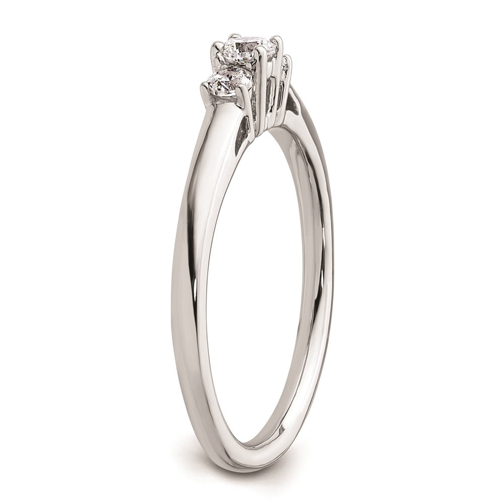 0.13ct. CZ Solid Real 14K White Gold 3-Stone Engagement Ring