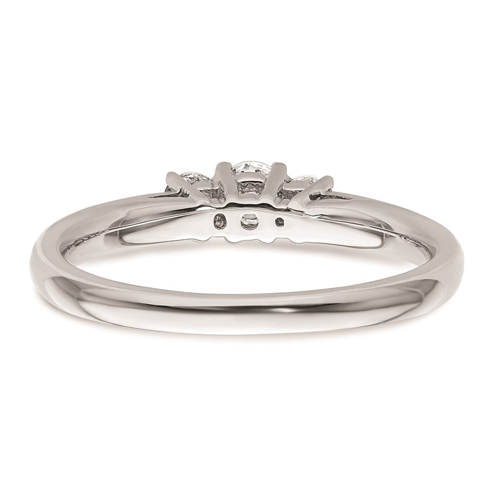 0.17ct. CZ Solid Real 14K White Gold 3-Stone Engagement Ring