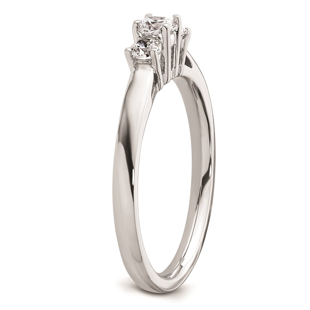 0.17ct. CZ Solid Real 14K White Gold 3-Stone Engagement Ring