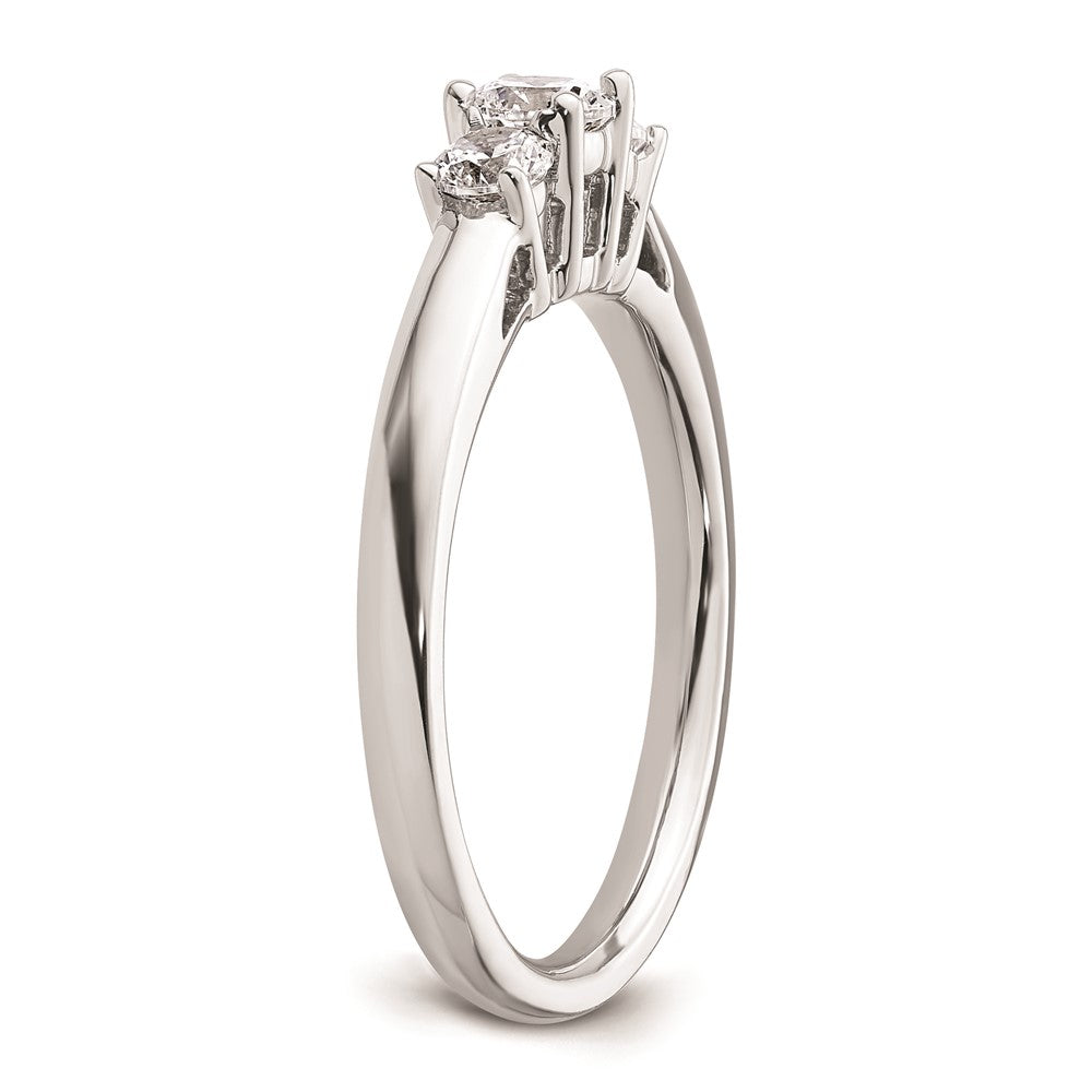 0.25ct. CZ Solid Real 14K White Gold 3-Stone Engagement Ring