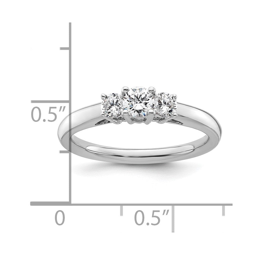 0.25ct. CZ Solid Real 14K White Gold 3-Stone Engagement Ring