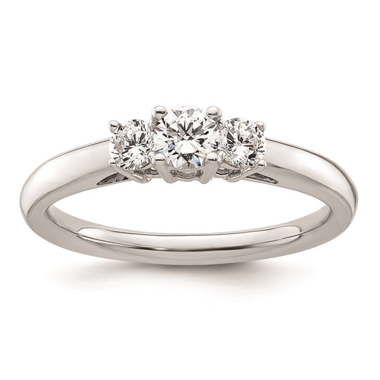 0.25ct. CZ Solid Real 14K White Gold 3-Stone Engagement Ring