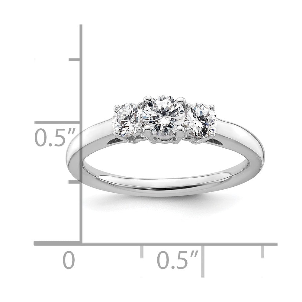 0.38ct. CZ Solid Real 14K White Gold 3-Stone Engagement Ring