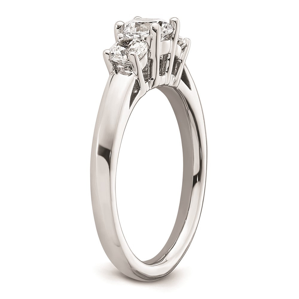 0.50ct. CZ Solid Real 14K White Gold 3-Stone Engagement Ring