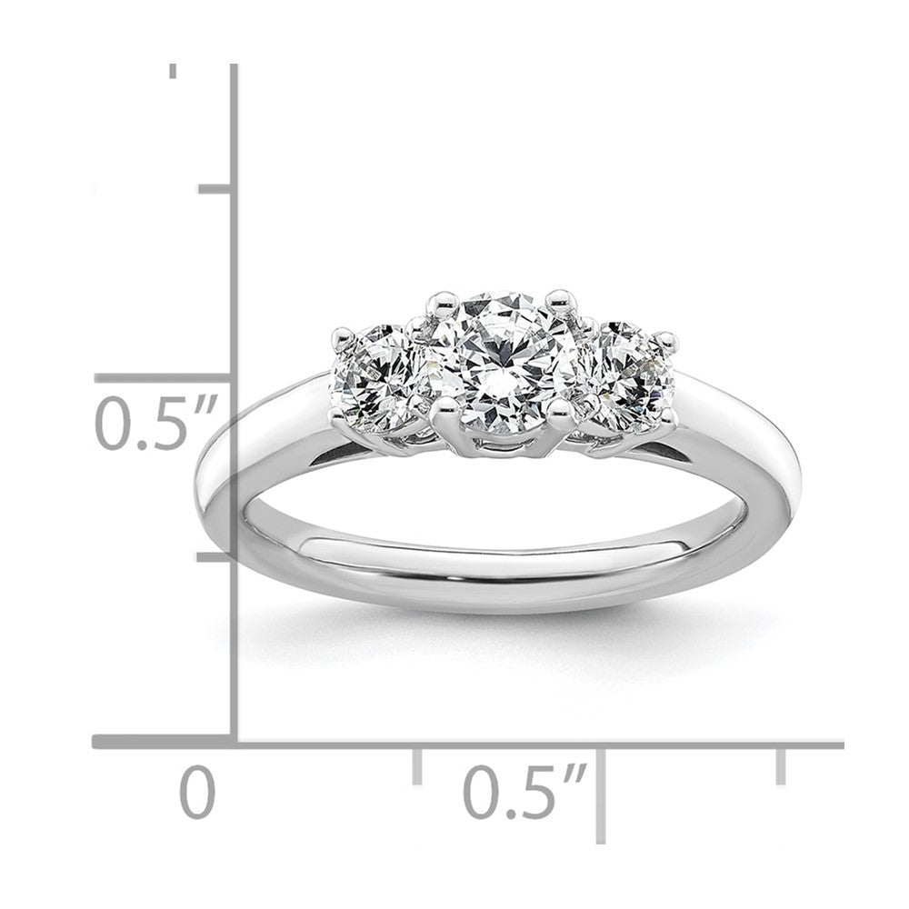 0.50ct. CZ Solid Real 14K White Gold 3-Stone Engagement Ring