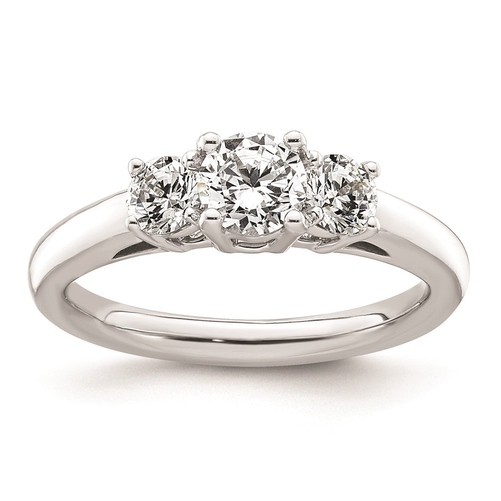 0.50ct. CZ Solid Real 14K White Gold 3-Stone Engagement Ring