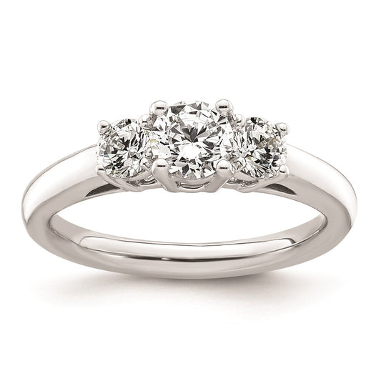 0.50ct. CZ Solid Real 14K White Gold 3-Stone Engagement Ring