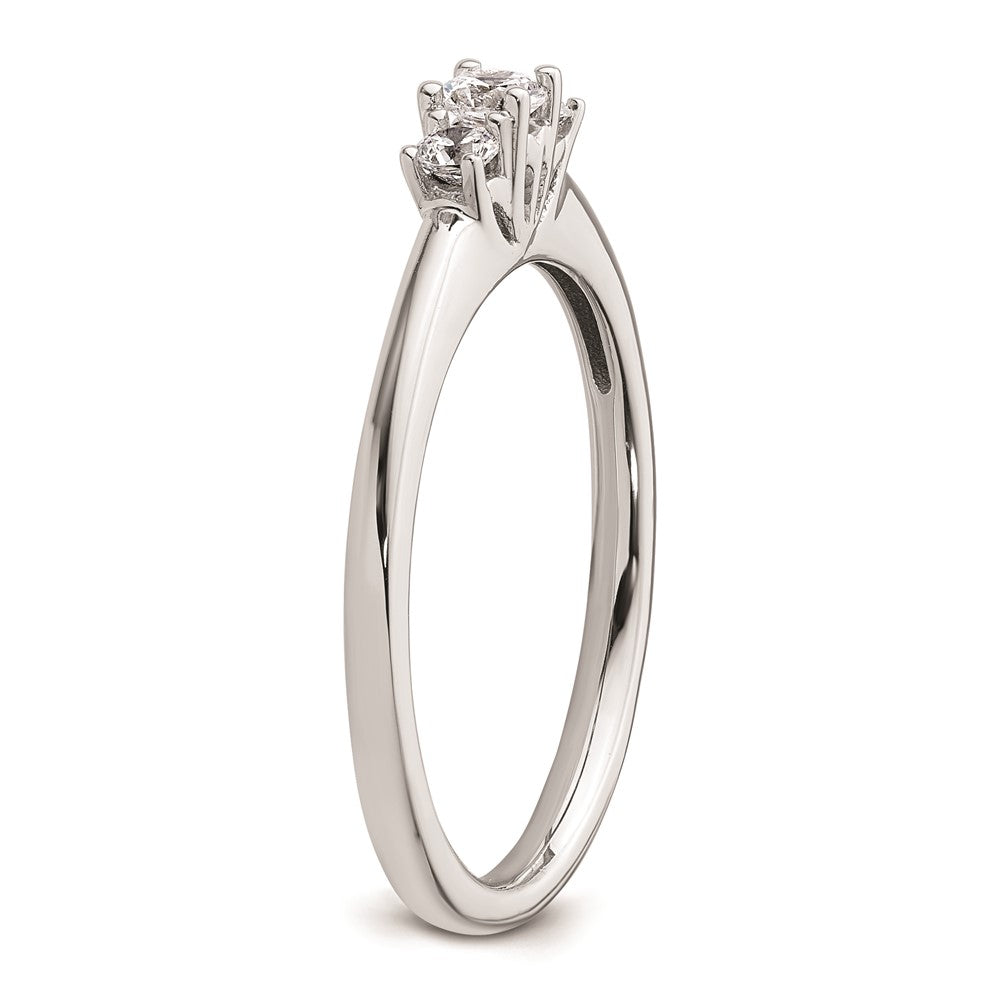 0.13ct. CZ Solid Real 14K White Gold 3-Stone Engagement Ring