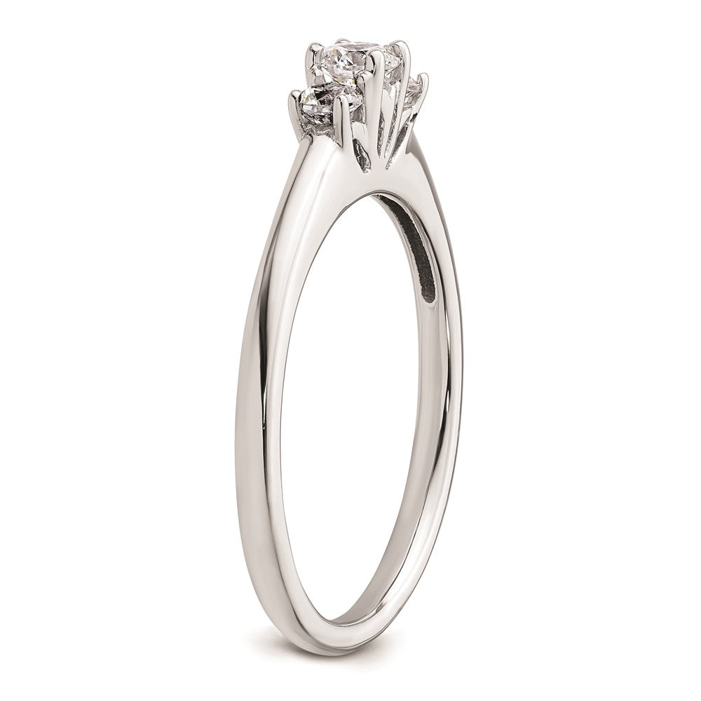 0.17ct. CZ Solid Real 14K White Gold 3-Stone Engagement Ring