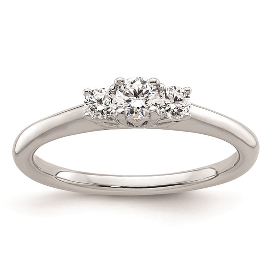 0.17ct. CZ Solid Real 14K White Gold 3-Stone Engagement Ring