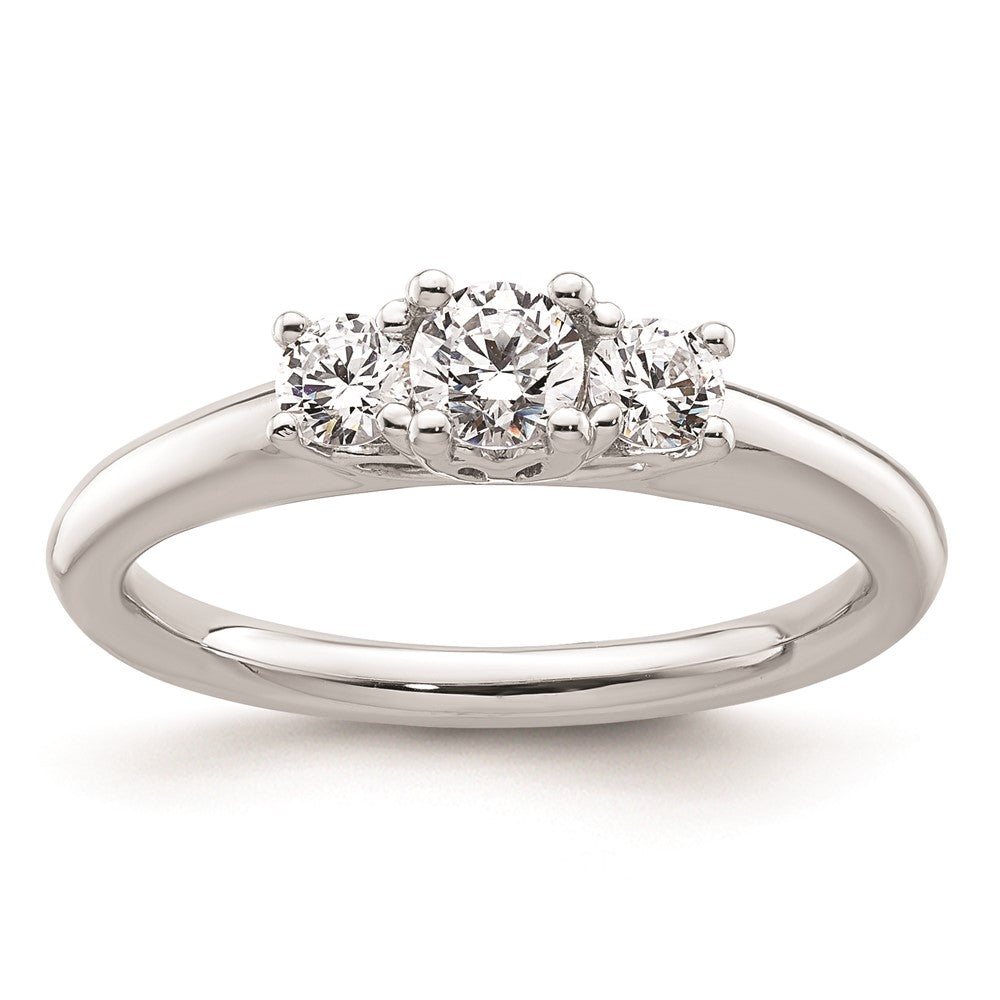 0.25ct. CZ Solid Real 14K White Gold 3-Stone Engagement Ring