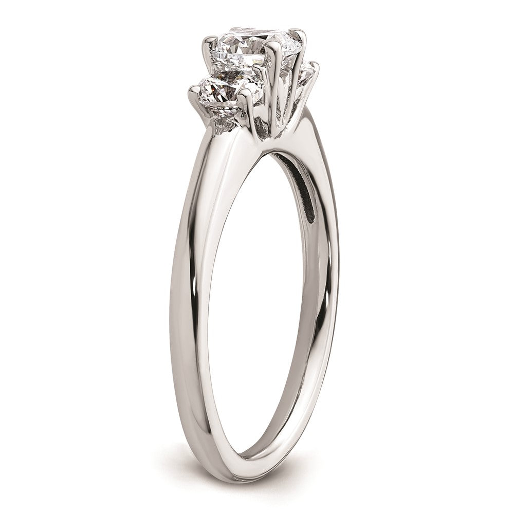 0.50ct. CZ Solid Real 14K White Gold 3-Stone Engagement Ring