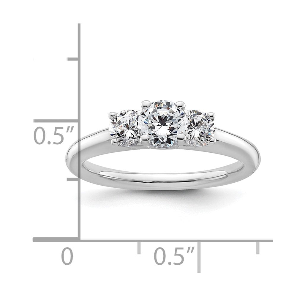 0.50ct. CZ Solid Real 14K White Gold 3-Stone Engagement Ring