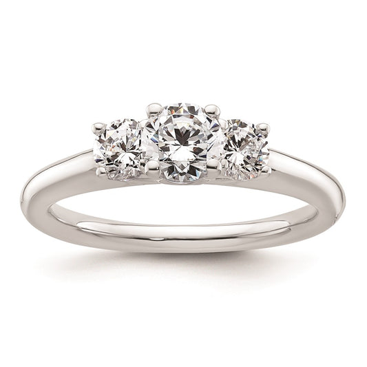 0.50ct. CZ Solid Real 14K White Gold 3-Stone Engagement Ring