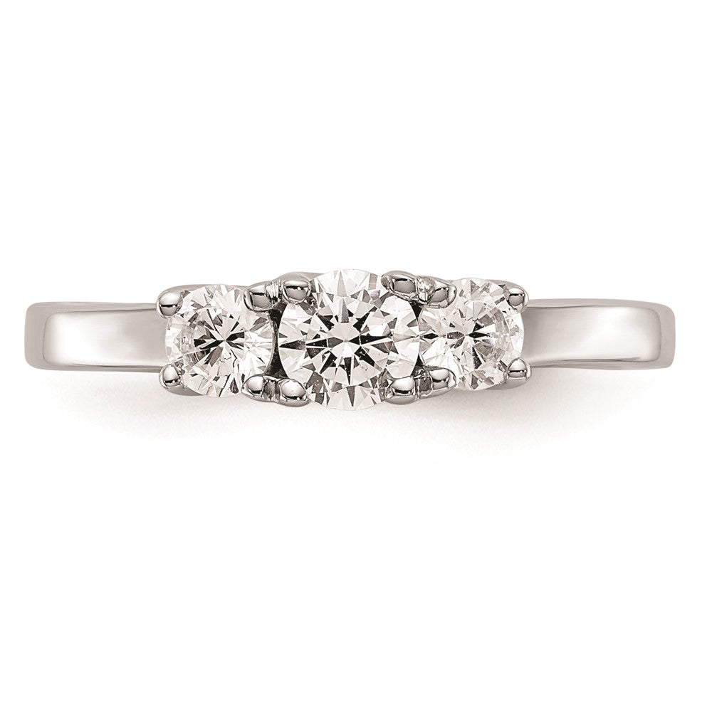 0.25ct. CZ Solid Real 14K White Gold 3-Stone Engagement Ring