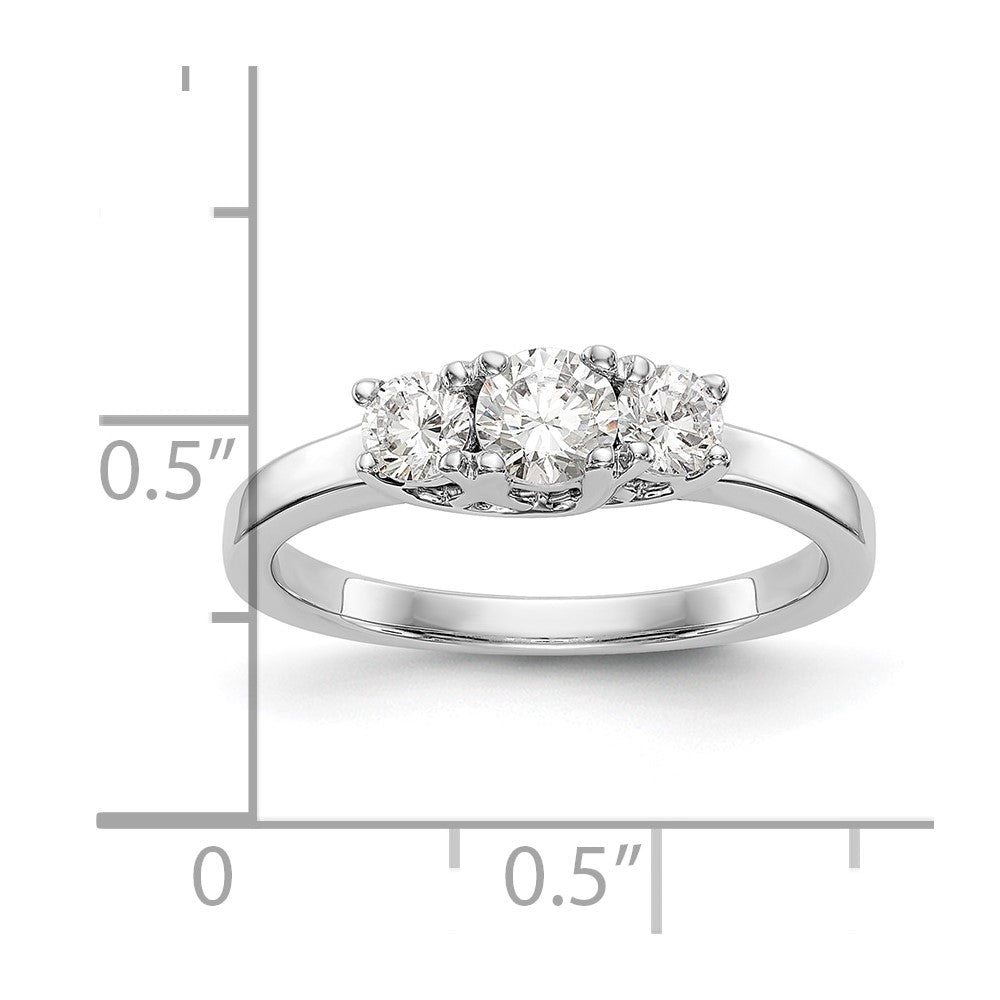 0.25ct. CZ Solid Real 14K White Gold 3-Stone Engagement Ring