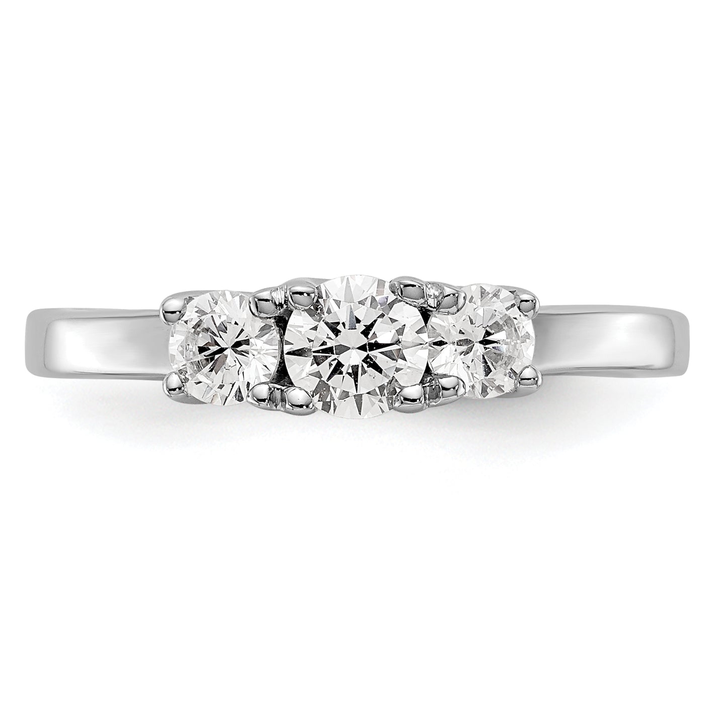 0.25ct. CZ Solid Real 14K White Gold 3-Stone Engagement Ring