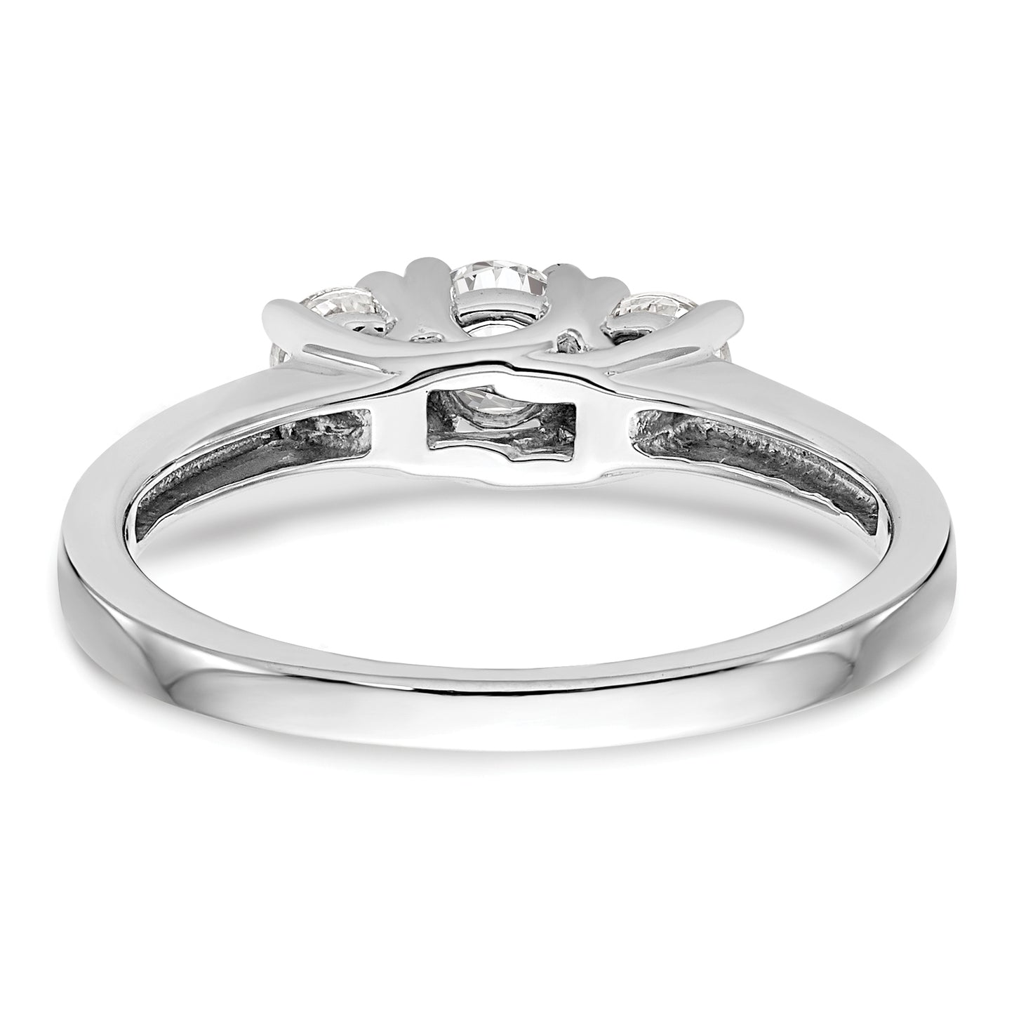 0.25ct. CZ Solid Real 14K White Gold 3-Stone Engagement Ring