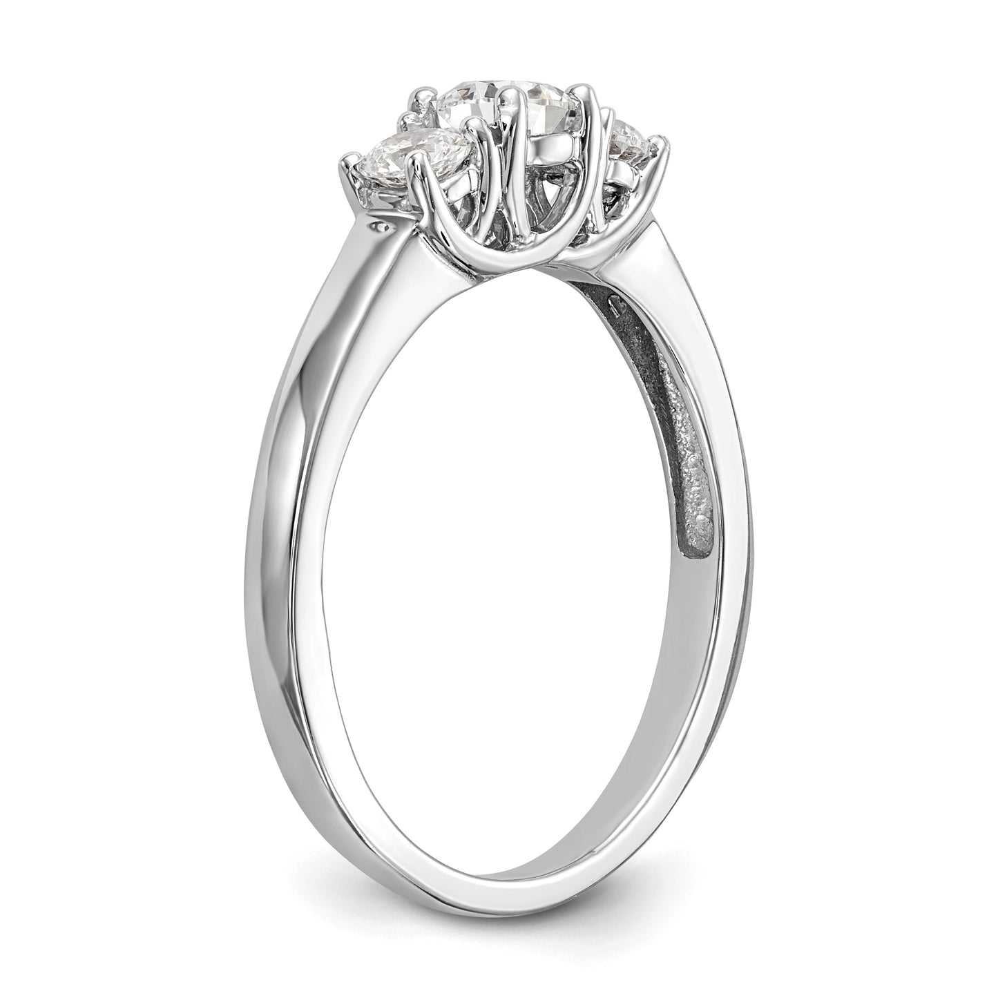 0.25ct. CZ Solid Real 14K White Gold 3-Stone Engagement Ring