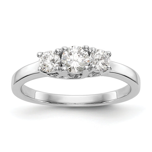 0.25ct. CZ Solid Real 14K White Gold 3-Stone Engagement Ring