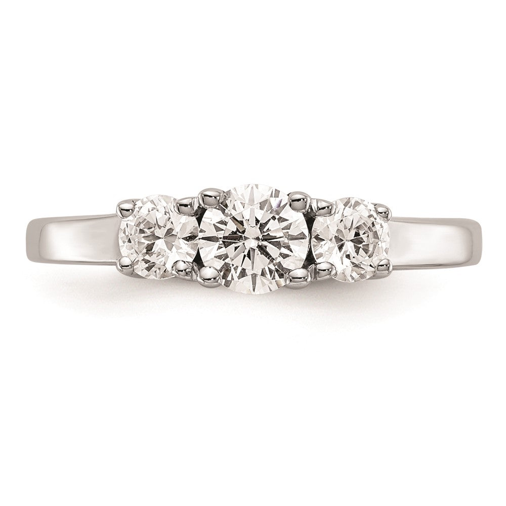 0.38ct. CZ Solid Real 14K White Gold 3-Stone Engagement Ring